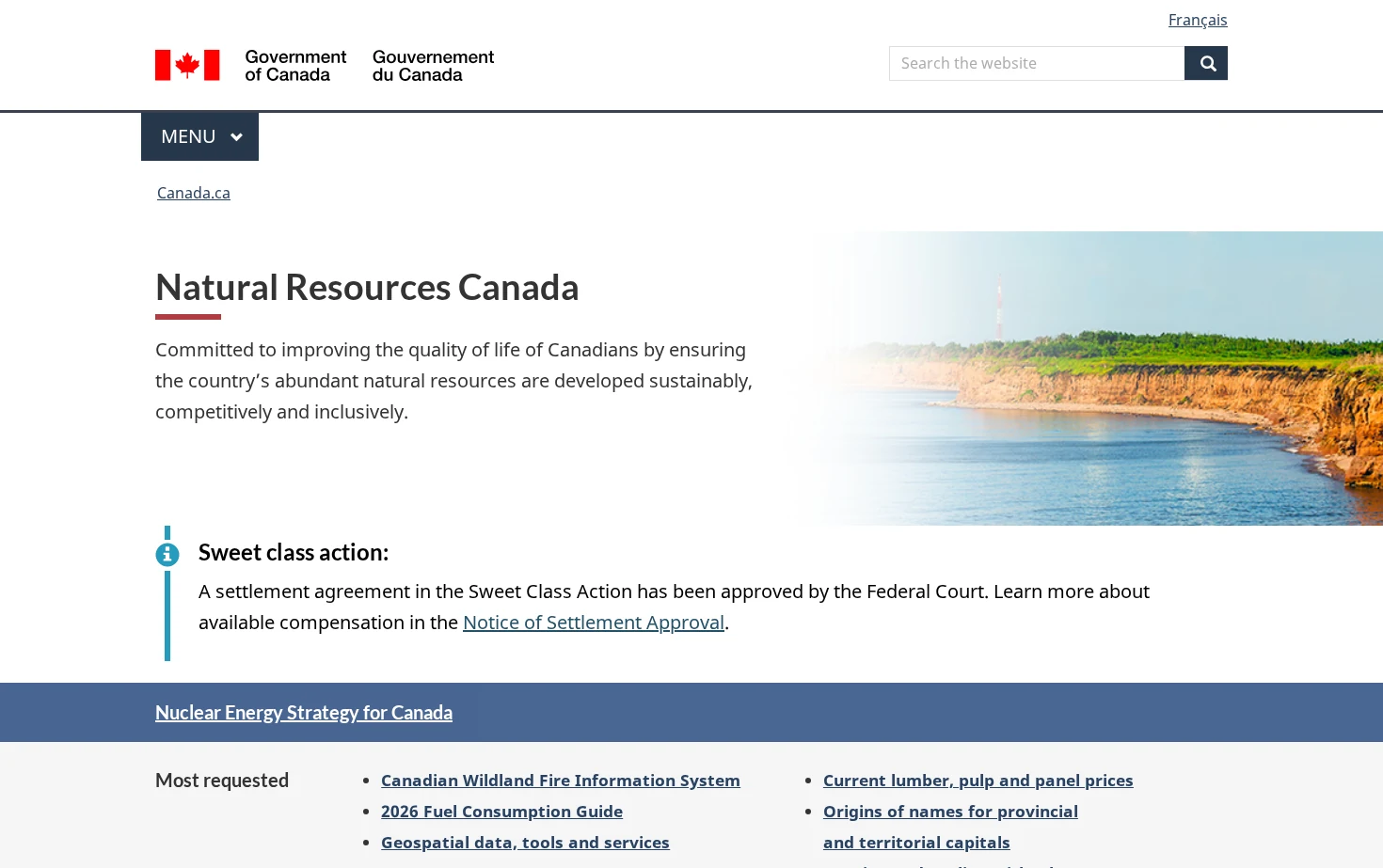 Natural Resources Canada 页面快照